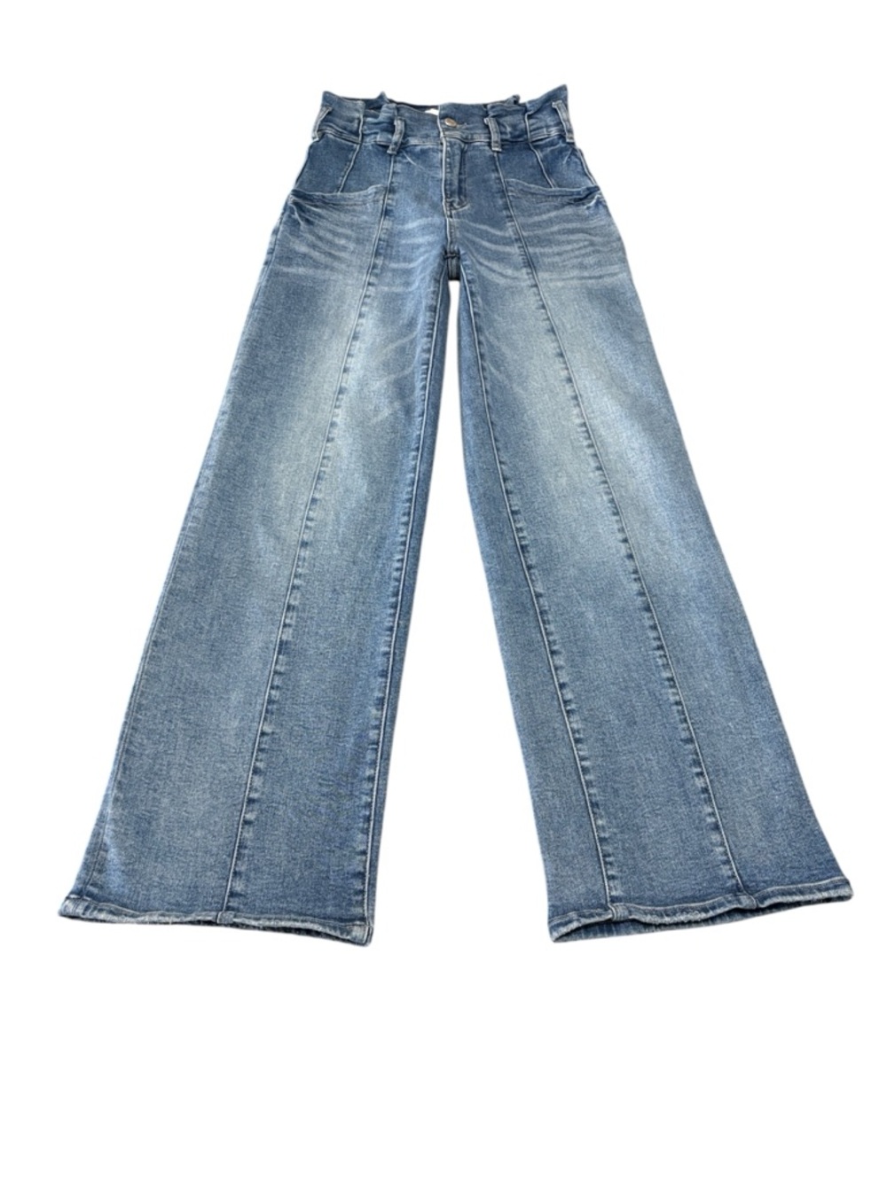 Vervet Wide Leg Pleated Waist Denim Jeans Womens Size 25 x 31 Stretch High Rise